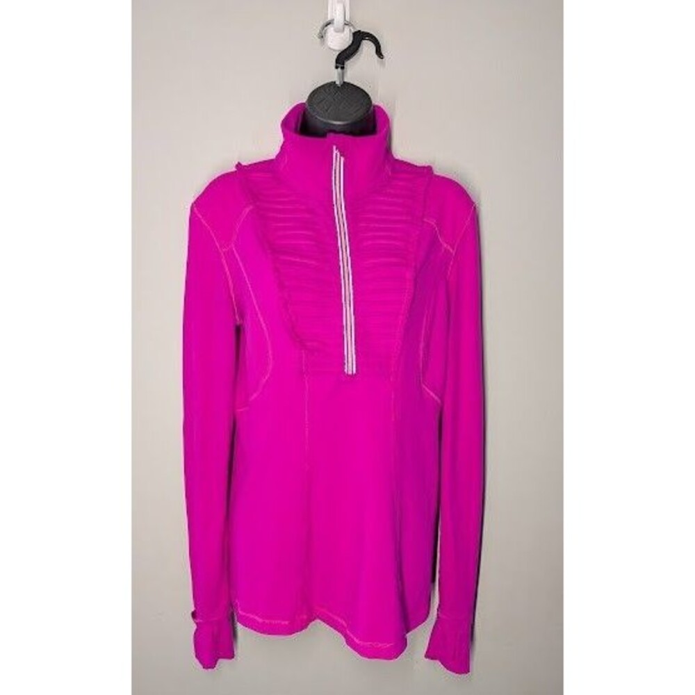 Lululemon Run Your Heart Out Pullover Womens 10 Half Zip Pink Long Sleeve
